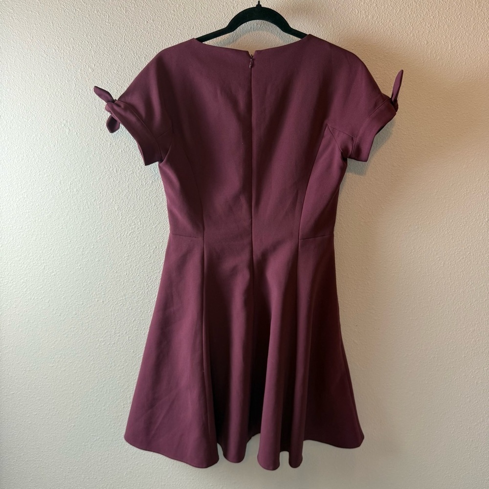 Gal Meets Glam Collection Serena Tie Cuff Fit and Flare Dress Burgundy 4 - Picture 12 of 14